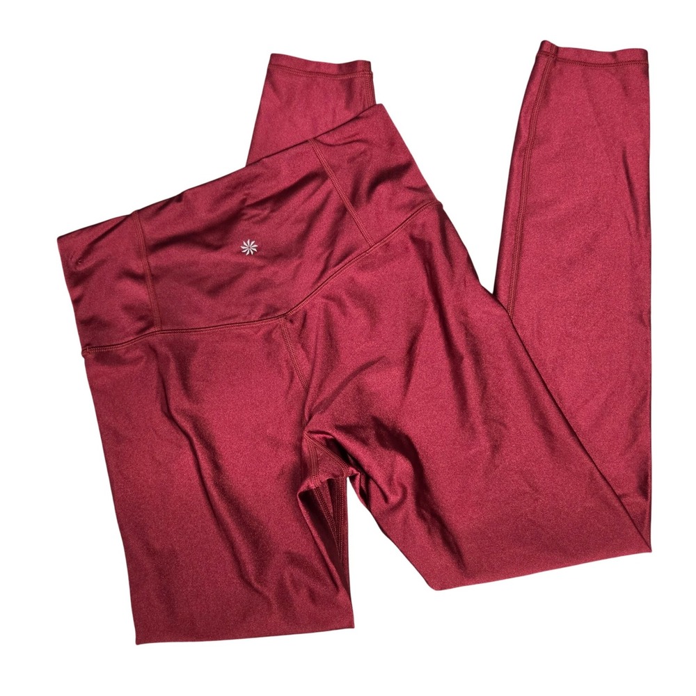 Athleta Elation Shine Tight Leggings Burgundy Red Lustre High Rise Yoga Pants M